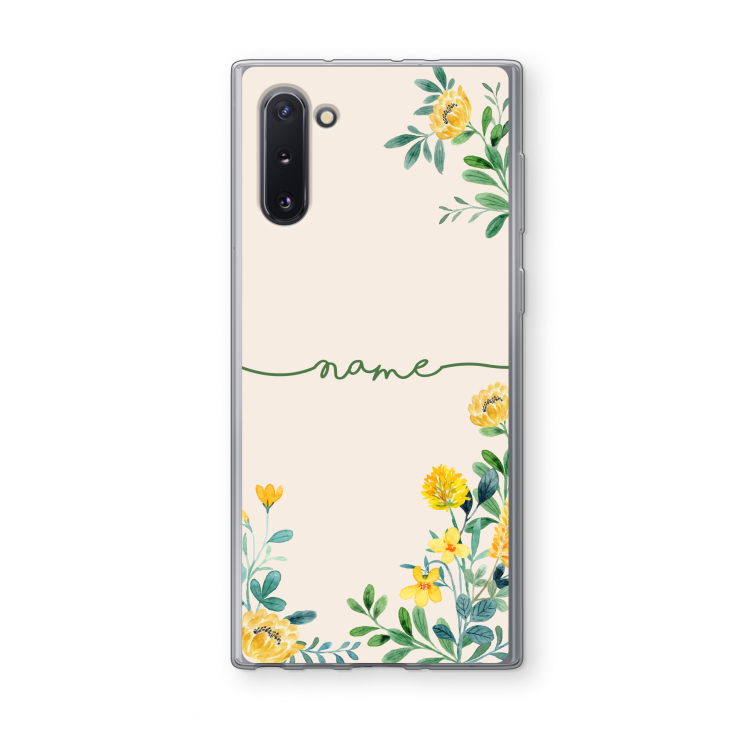 CaseCompany Gele bloemen: Samsung Galaxy Note 10 Transparant Hoesje