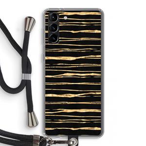 CaseCompany Gouden strepen: Samsung Galaxy S21 Plus Transparant Hoesje met koord