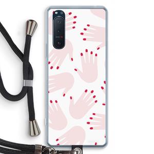 CaseCompany Hands pink: Sony Xperia 5 II Transparant Hoesje met koord