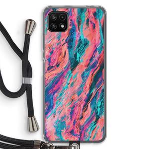 CaseCompany Electric Times: Samsung Galaxy A22 5G Transparant Hoesje met koord