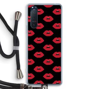 CaseCompany Lips: Sony Xperia 5 II Transparant Hoesje met koord