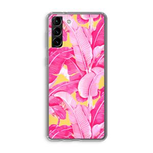 CaseCompany Pink Banana: Samsung Galaxy S21 Plus Transparant Hoesje