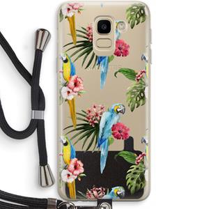 CaseCompany Kleurrijke papegaaien: Samsung Galaxy J6 (2018) Transparant Hoesje met koord