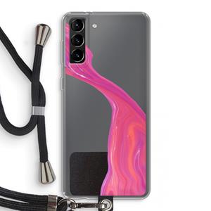 CaseCompany Paarse stroom: Samsung Galaxy S21 Plus Transparant Hoesje met koord