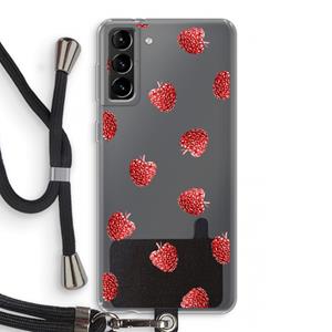 CaseCompany Framboosjes: Samsung Galaxy S21 Plus Transparant Hoesje met koord