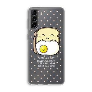CaseCompany Sleep All Day: Samsung Galaxy S21 Plus Transparant Hoesje