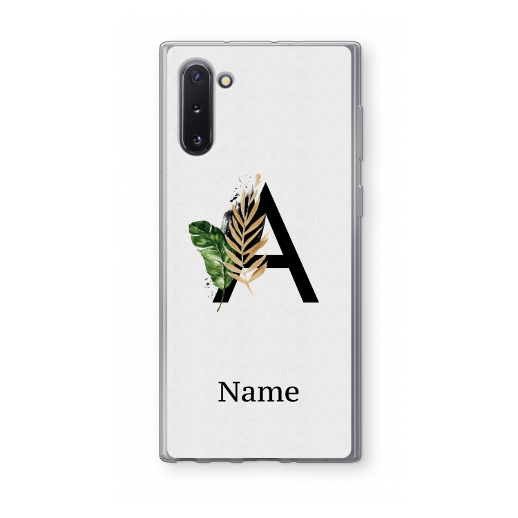 CaseCompany Charcoal Flora: Samsung Galaxy Note 10 Transparant Hoesje