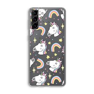 CaseCompany Rainbow Unicorn: Samsung Galaxy S21 Plus Transparant Hoesje