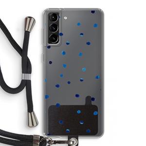 CaseCompany Blauwe stippen: Samsung Galaxy S21 Plus Transparant Hoesje met koord