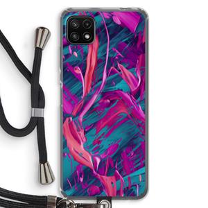CaseCompany Pink Clouds: Samsung Galaxy A22 5G Transparant Hoesje met koord