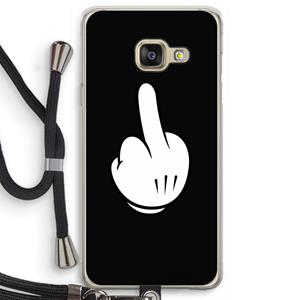 CaseCompany Middle finger black: Samsung Galaxy A3 (2016) Transparant Hoesje met koord