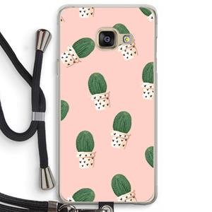 CaseCompany Cactusprint roze: Samsung Galaxy A3 (2016) Transparant Hoesje met koord