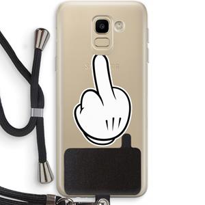 CaseCompany Middle finger white: Samsung Galaxy J6 (2018) Transparant Hoesje met koord