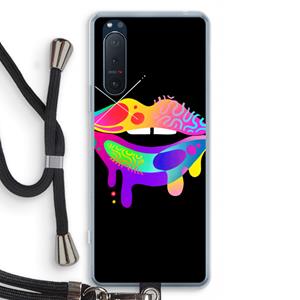 CaseCompany Lip Palette: Sony Xperia 5 II Transparant Hoesje met koord