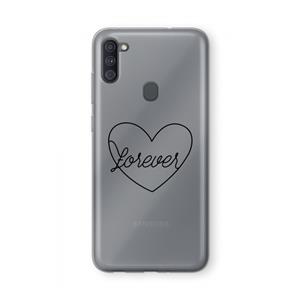 CaseCompany Forever heart black: Samsung Galaxy A11 Transparant Hoesje