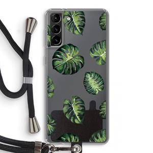 CaseCompany Tropische bladeren: Samsung Galaxy S21 Plus Transparant Hoesje met koord