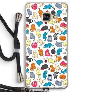 CaseCompany Kleurrijke katten: Samsung Galaxy A3 (2016) Transparant Hoesje met koord