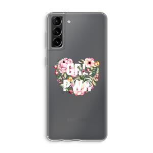 CaseCompany GRL PWR Flower: Samsung Galaxy S21 Plus Transparant Hoesje