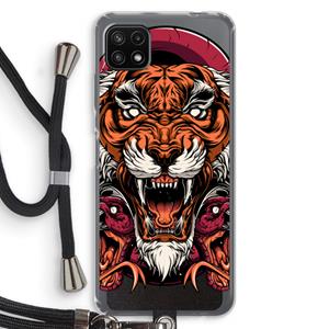 CaseCompany Tiger and Rattlesnakes: Samsung Galaxy A22 5G Transparant Hoesje met koord