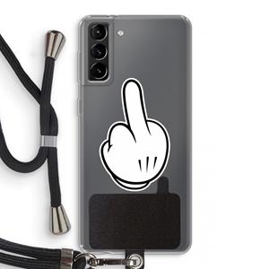 CaseCompany Middle finger black: Samsung Galaxy S21 Plus Transparant Hoesje met koord