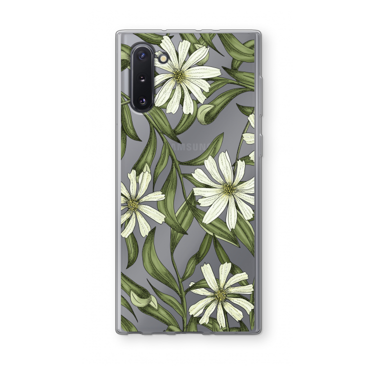 CaseCompany Wit bloemenpatroon: Samsung Galaxy Note 10 Transparant Hoesje