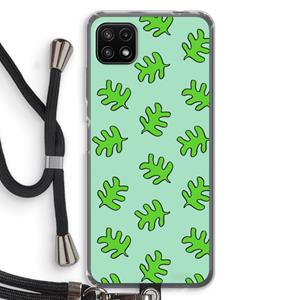 CaseCompany Groene blaadjes: Samsung Galaxy A22 5G Transparant Hoesje met koord