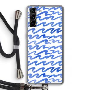 CaseCompany Blauwe golven: Samsung Galaxy S21 Plus Transparant Hoesje met koord