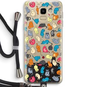 CaseCompany Kleurrijke katten: Samsung Galaxy J6 (2018) Transparant Hoesje met koord