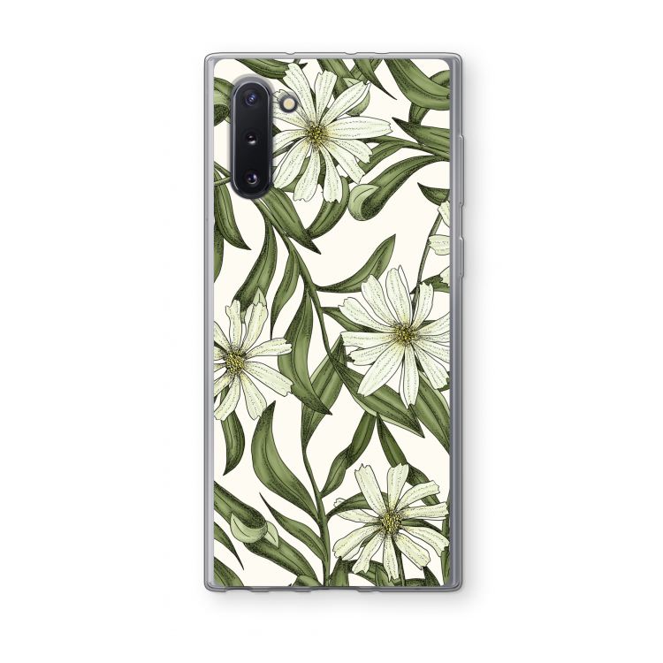 CaseCompany Wit bloemenpatroon: Samsung Galaxy Note 10 Transparant Hoesje