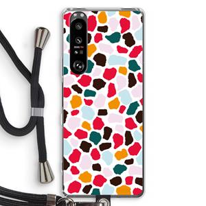 CaseCompany Colored Giraffe: Sony Xperia 1 III Transparant Hoesje met koord