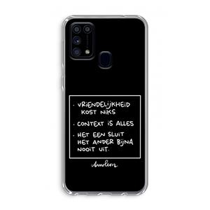 CaseCompany Mijn Motto's: Samsung Galaxy M31 Transparant Hoesje