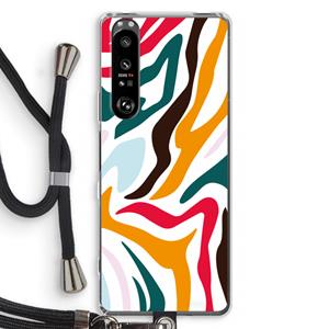 CaseCompany Colored Zebra: Sony Xperia 1 III Transparant Hoesje met koord