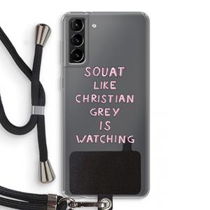 CaseCompany Christian Grey: Samsung Galaxy S21 Plus Transparant Hoesje met koord