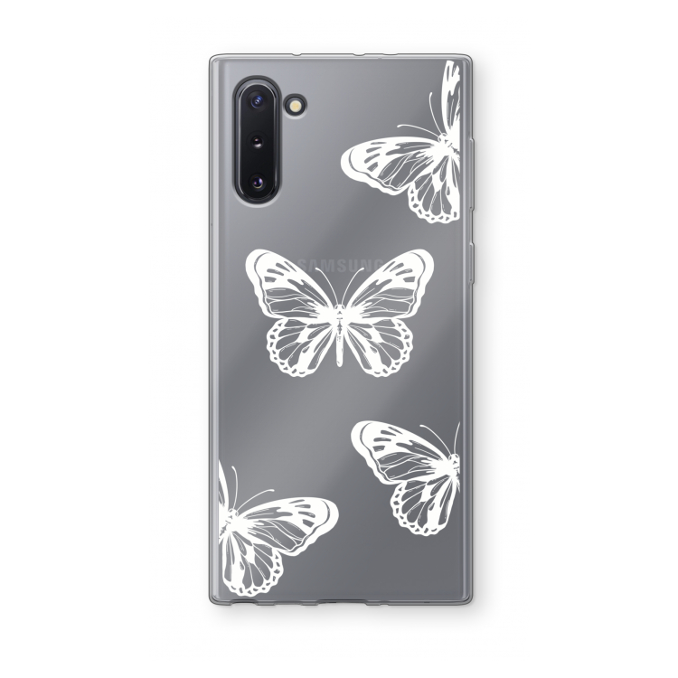 CaseCompany White butterfly: Samsung Galaxy Note 10 Transparant Hoesje
