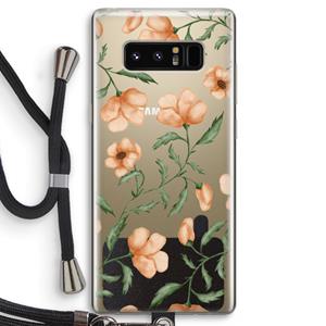 CaseCompany Peachy flowers: Samsung Galaxy Note 8 Transparant Hoesje met koord