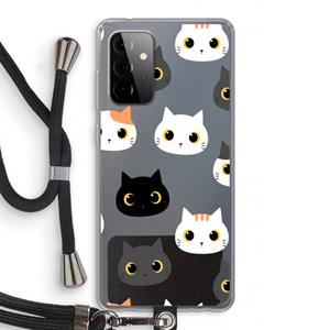 CaseCompany Katten: Samsung Galaxy A72 5G Transparant Hoesje met koord