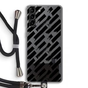 CaseCompany Zwarte vegen: Samsung Galaxy S21 Plus Transparant Hoesje met koord