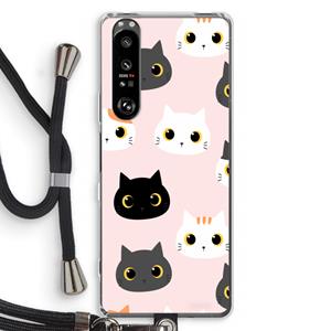 CaseCompany Katten: Sony Xperia 1 III Transparant Hoesje met koord