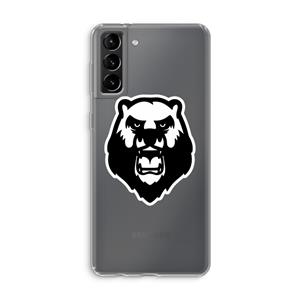 CaseCompany Angry Bear (white): Samsung Galaxy S21 Plus Transparant Hoesje