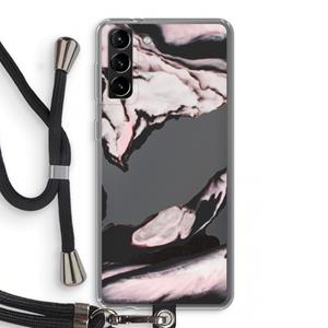CaseCompany Roze stroom: Samsung Galaxy S21 Plus Transparant Hoesje met koord