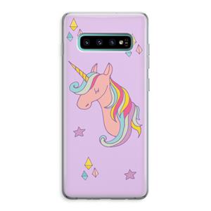CaseCompany Roze eenhoorn: Samsung Galaxy S10 Plus Transparant Hoesje