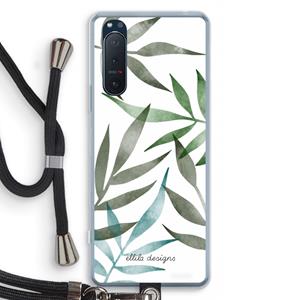 CaseCompany Tropical watercolor leaves: Sony Xperia 5 II Transparant Hoesje met koord
