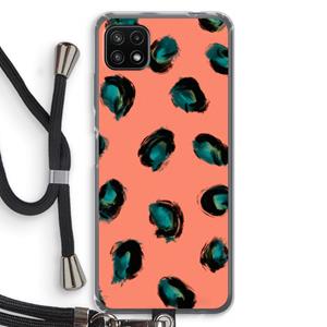 CaseCompany Pink Cheetah: Samsung Galaxy A22 5G Transparant Hoesje met koord