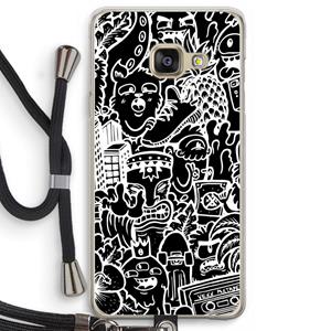 CaseCompany Vexx Black Mixtape: Samsung Galaxy A3 (2016) Transparant Hoesje met koord
