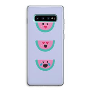 CaseCompany Smiley watermeloen: Samsung Galaxy S10 Plus Transparant Hoesje