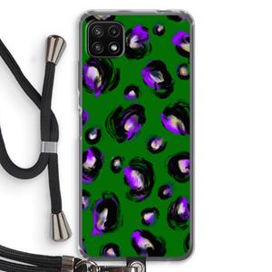 CaseCompany Green Cheetah: Samsung Galaxy A22 5G Transparant Hoesje met koord