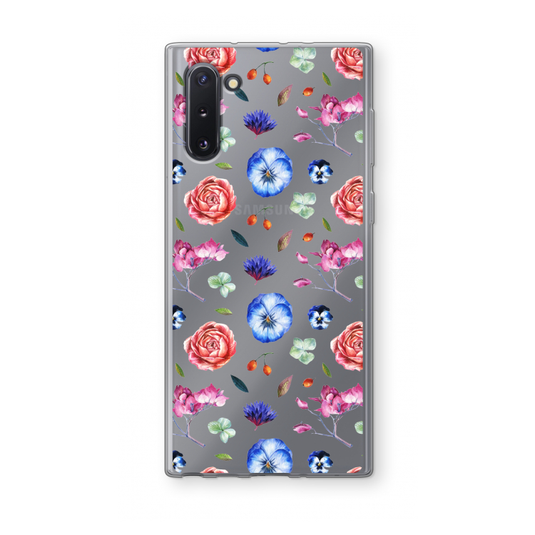 CaseCompany Bloemetjes: Samsung Galaxy Note 10 Transparant Hoesje