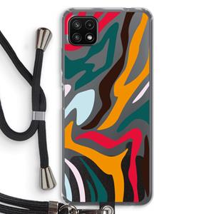 CaseCompany Colored Zebra: Samsung Galaxy A22 5G Transparant Hoesje met koord