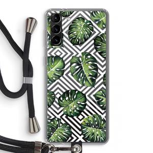 CaseCompany Geometrische jungle: Samsung Galaxy S21 Plus Transparant Hoesje met koord