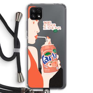 CaseCompany Peach please!: Samsung Galaxy A22 5G Transparant Hoesje met koord